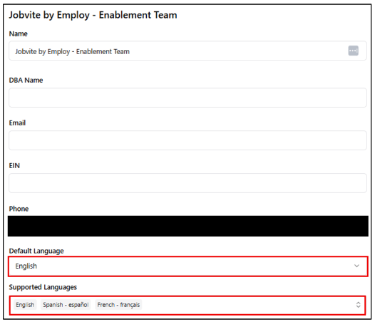 Select a default language, then add supported languages.