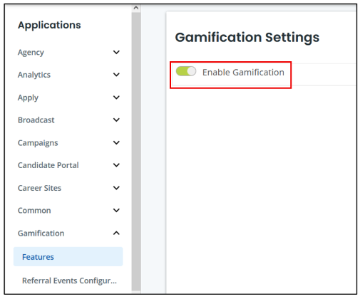 Click the Enable Gamification toggle.
