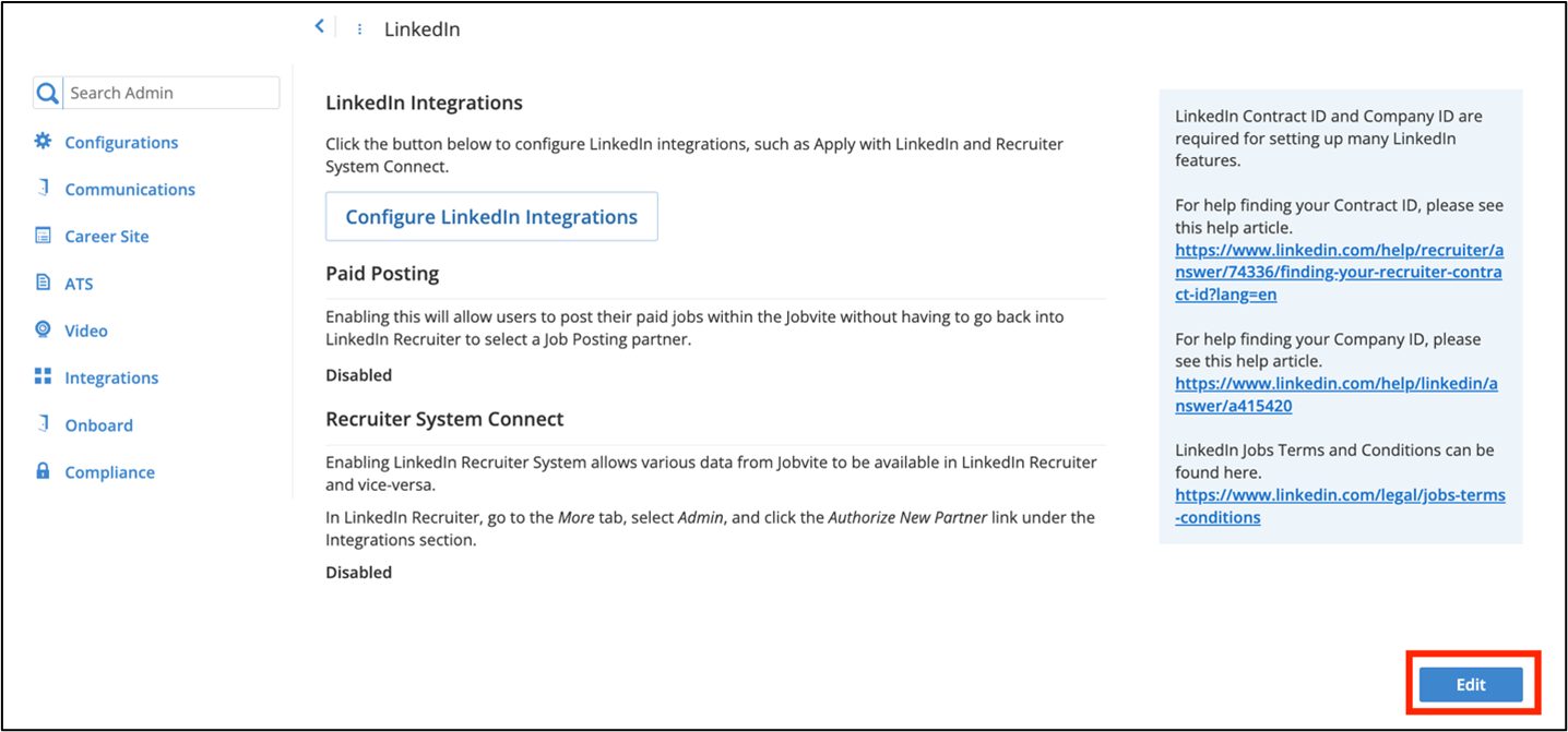 LinkedIn Premium Job Posting Configuration Jobvite