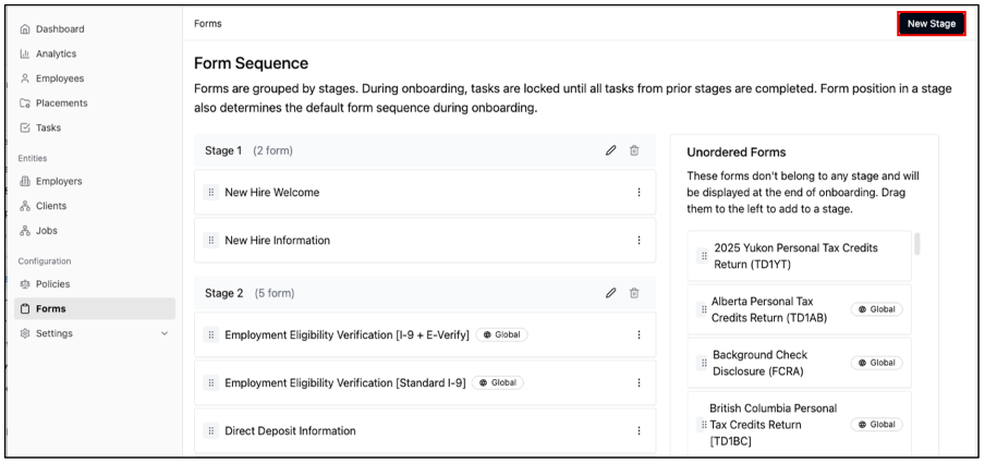 Form Sequence in Onboarding