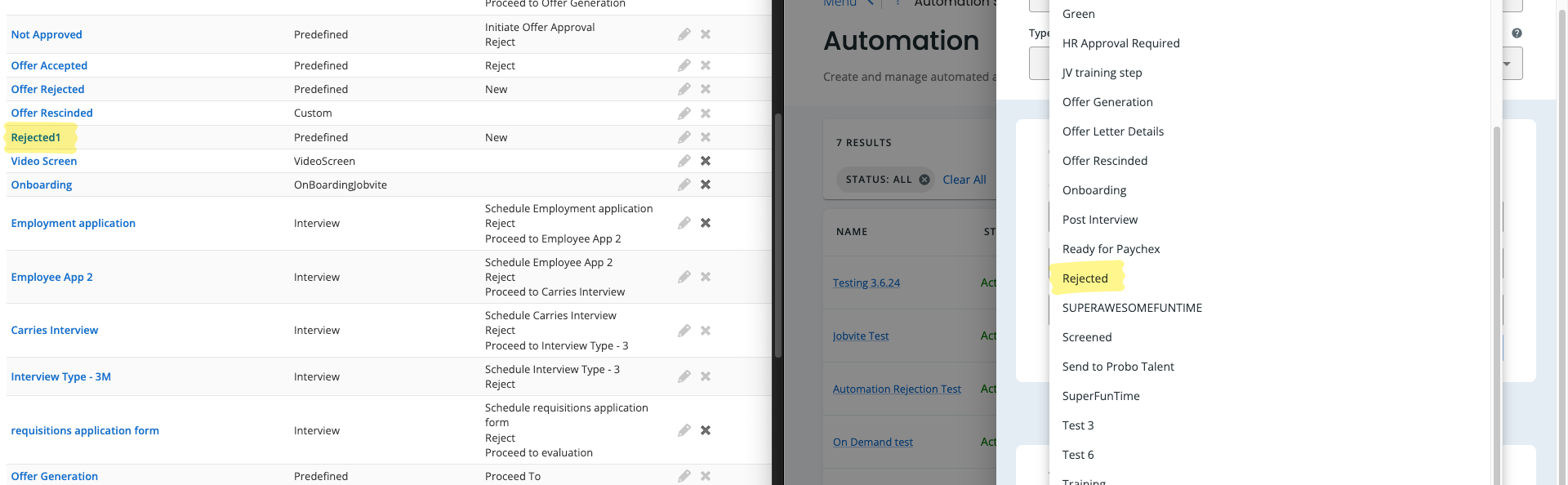 Jobvite ATS Automation Engine: Candidate Workflow States in Automations