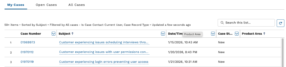 Submit and View Support Cases